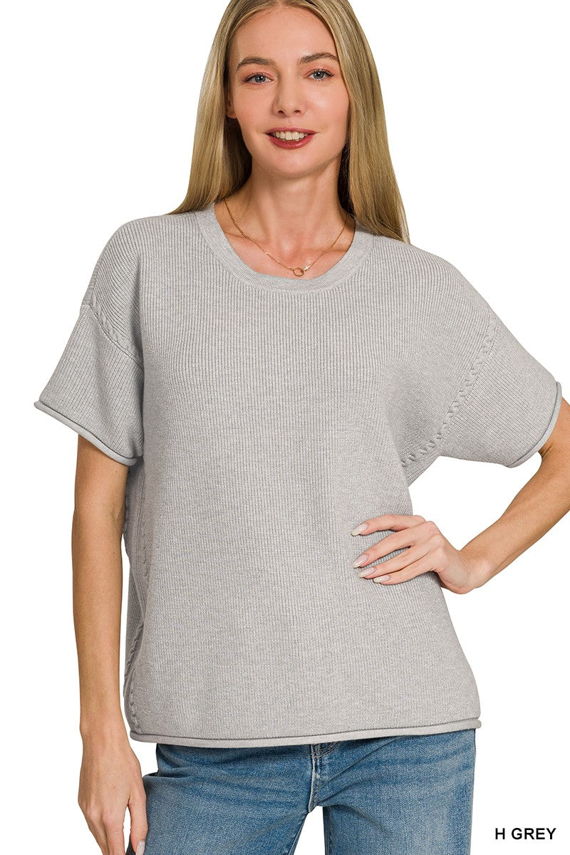 JANE ROUND-NECK SHORT SLEEVE SWEATER