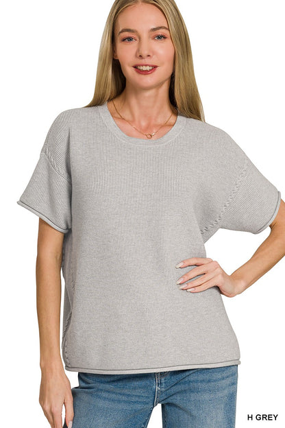 JANE ROUND-NECK SHORT SLEEVE SWEATER
