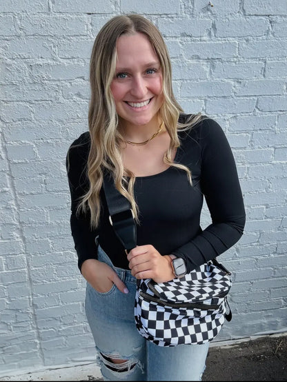 CHECKERED NYLON BUM BAG