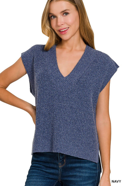 OVERSIZE SWEATER VEST WITH SIDE SLIT