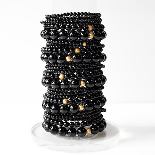 BLACK CORE GEM BEAD BRACELET