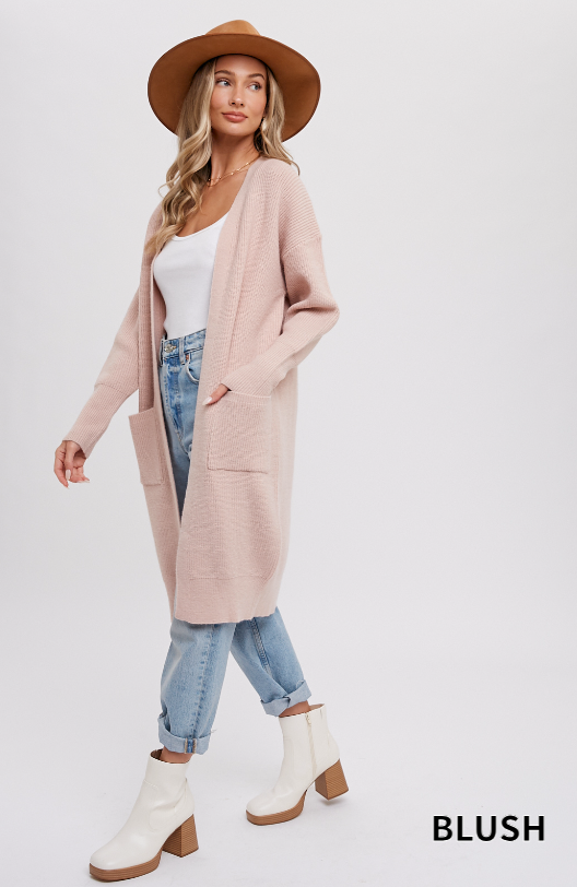 RIBBED OPEN FRONT CARDIGAN