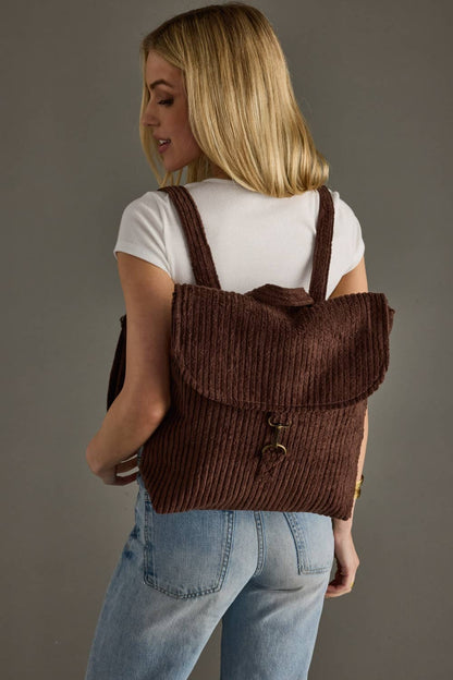BROWN CORDUROY BACKPACK