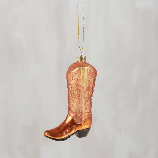 GLASS COWBOY BOOT ORNAMENT