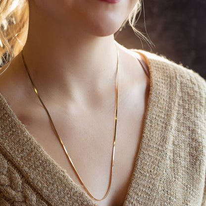 Lenny & Eva - Gilded Gold Necklace-24" Herringbone Chain | Charm Necklace