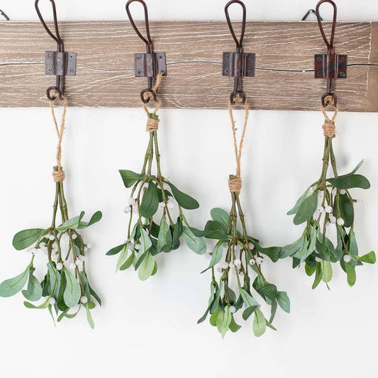 Factory Direct Craft - 8" Hanging Artificial Mistletoe with Jute Hanger