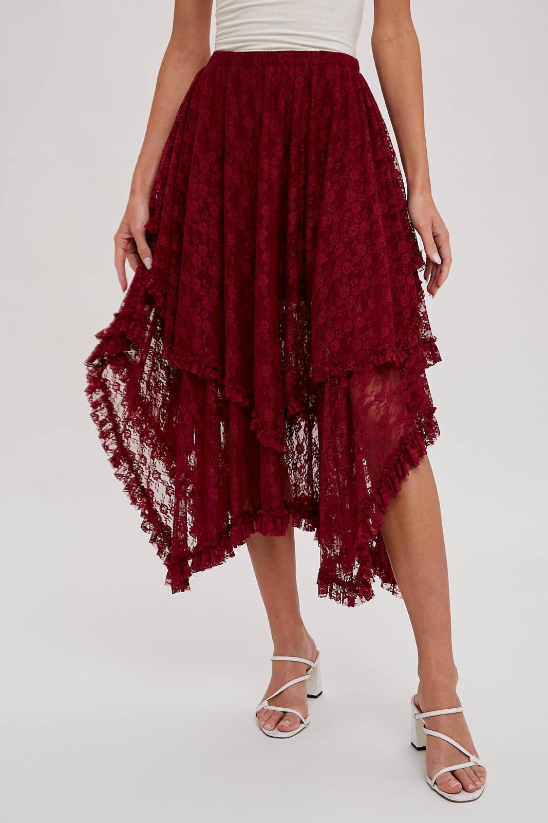 Bluivy - LACE TIER MIDI SKIRT: ECRU / M