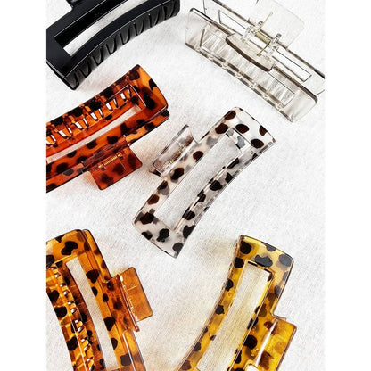 Love and Repeat - Leopard Mixed Pattern Rectangle Cut out Hair Claw: MIX COLOR / ONE(12)