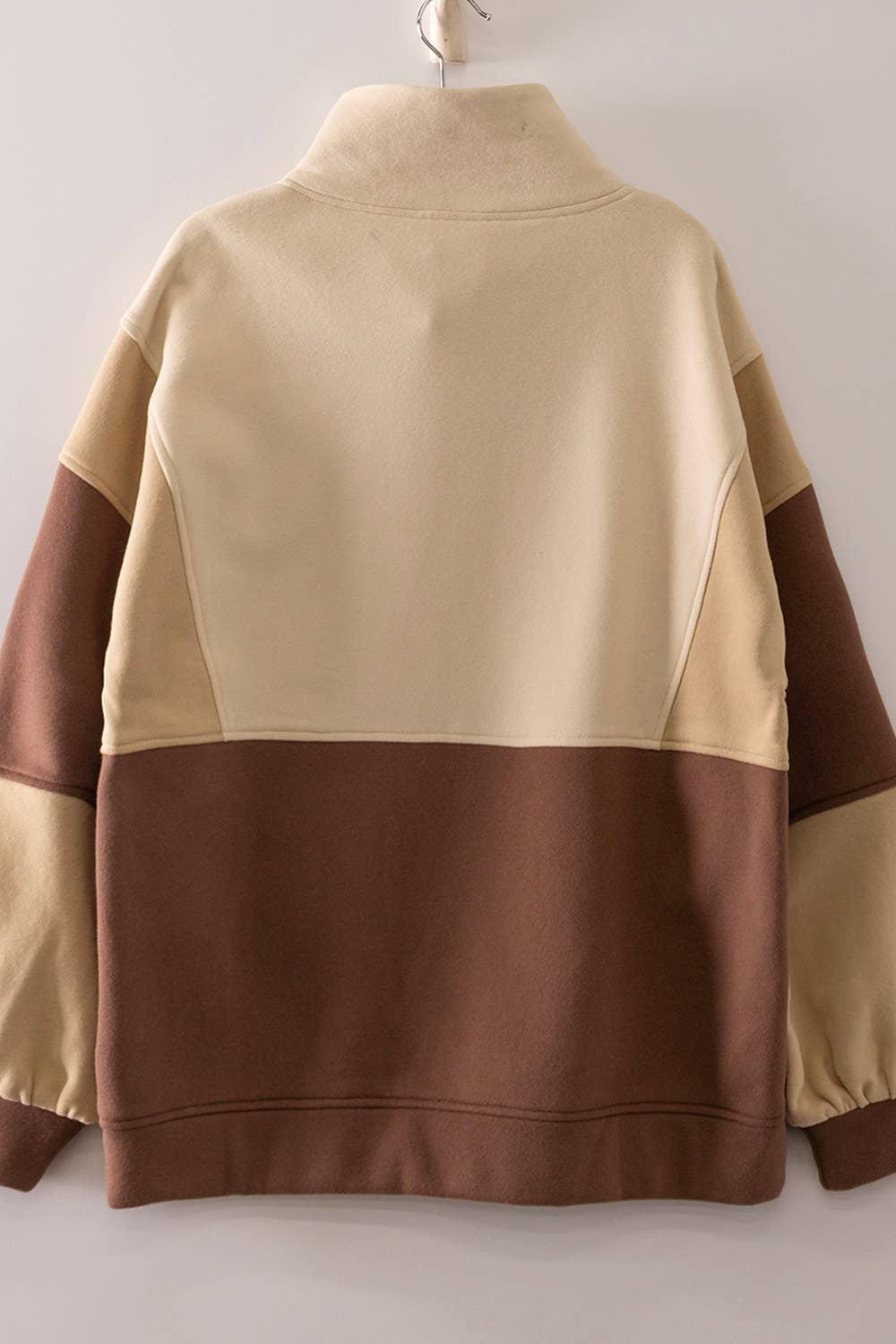 ECRU COLORBLOCK HALF SNAP SWEATSHIRT