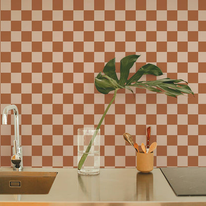 Tempaper & Co ® - Checkmate Blush Peel and Stick Wallpaper: Retro Blush