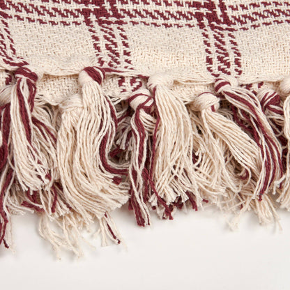 BURGUNDY PLAID THROW