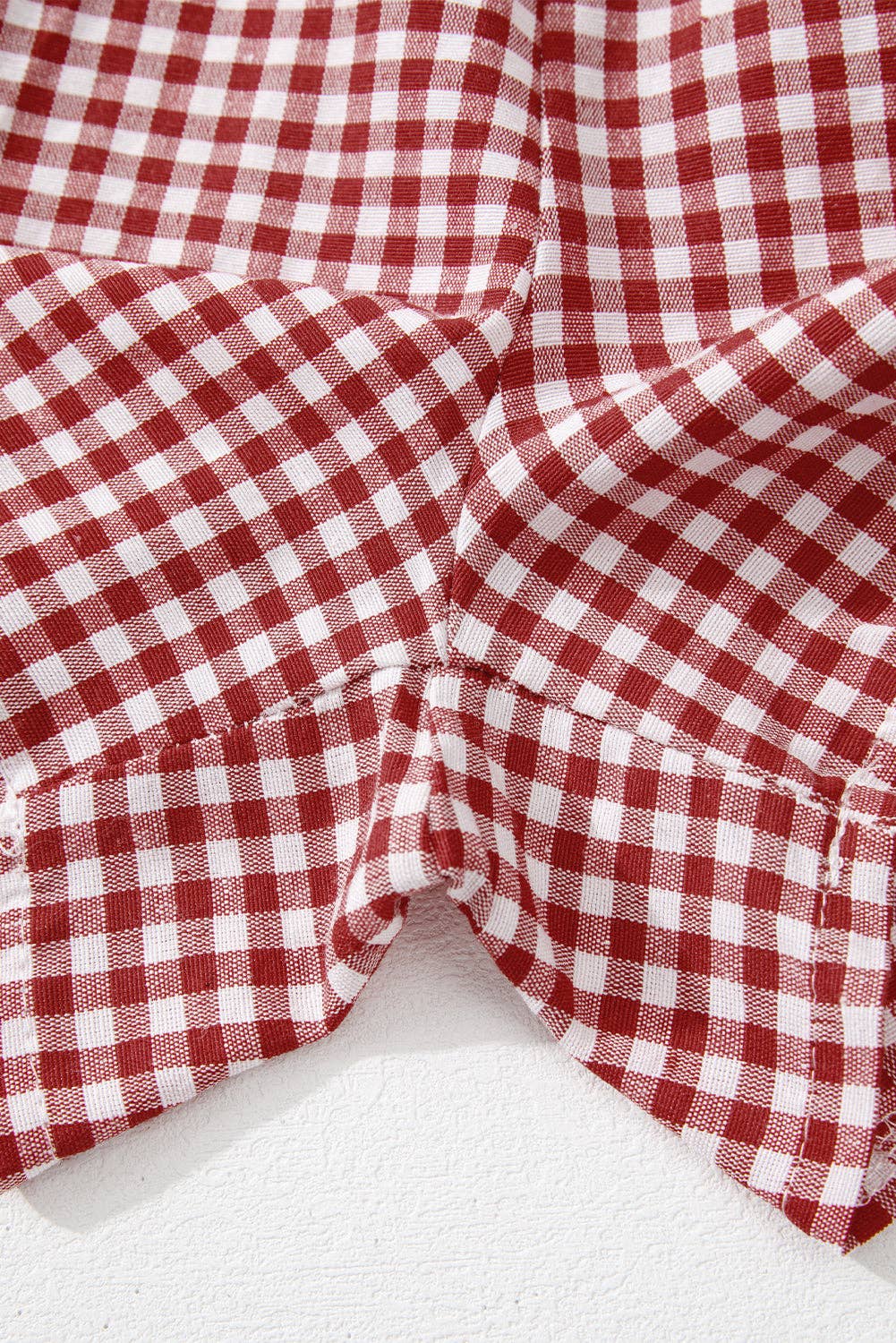 RED PLAID GINGHAM PRINTED HIGH WAIST SHORTS