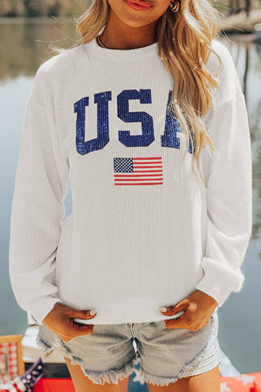 US FLAG CORDED GRAPHIC SWEATSHIRT