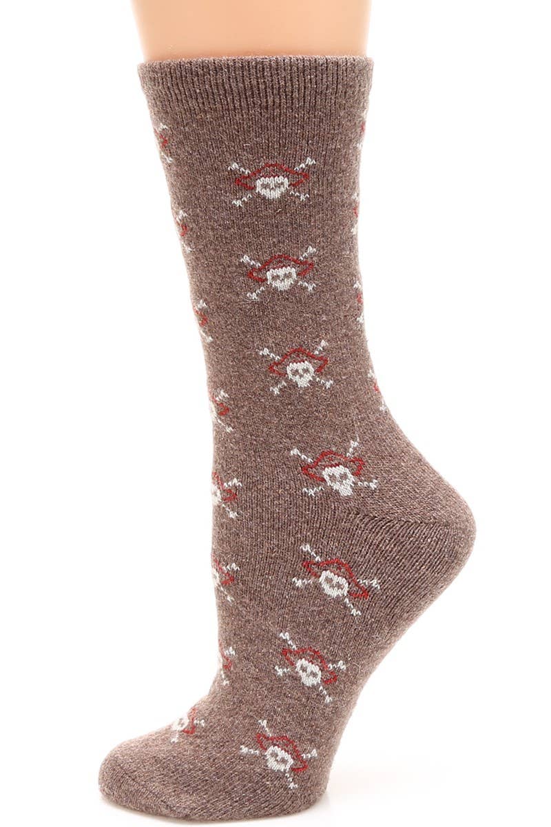 WOMEN'S SKULL WOOL BLEND CREW SOCKS