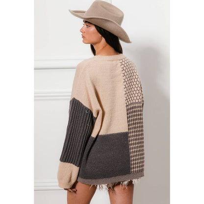 MIXED PATTERN BLOCK SWEATER