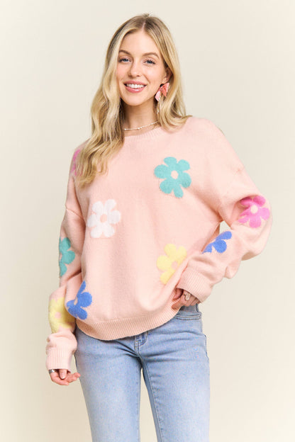 FLOWER POPPED SWEATER TOP