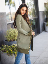 solid Cleo Snap Cardigan / Olive