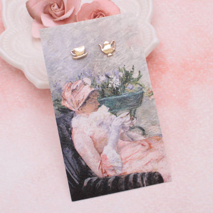 CUP OF TEA FINE ART GOLD EARRINGS