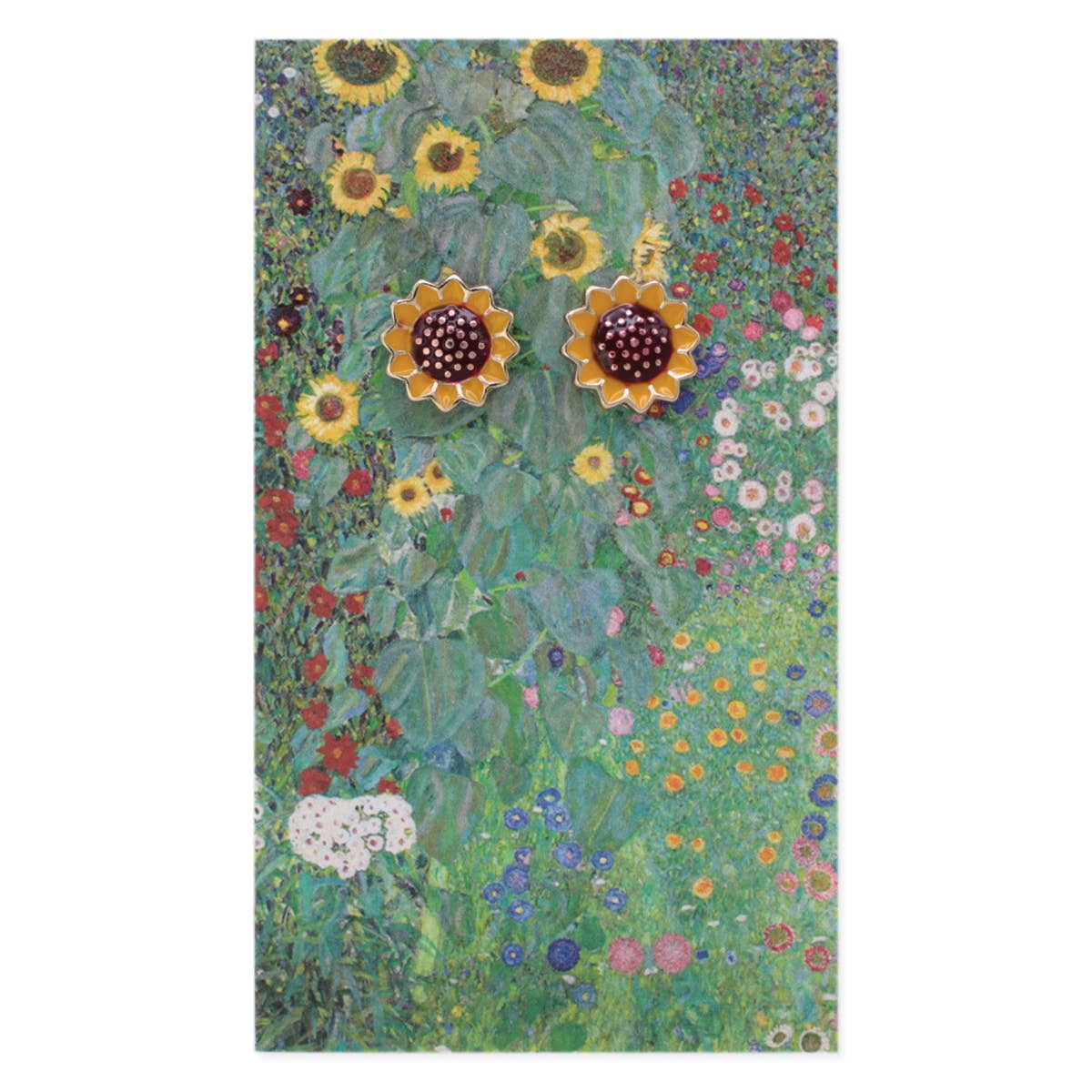 ZAD - Sunflowers Fine Art Card Gold Post Earrings