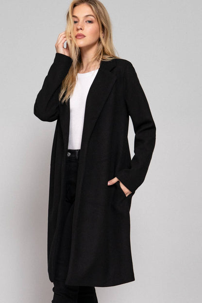 BLACK LONG SOFT FELT COAT