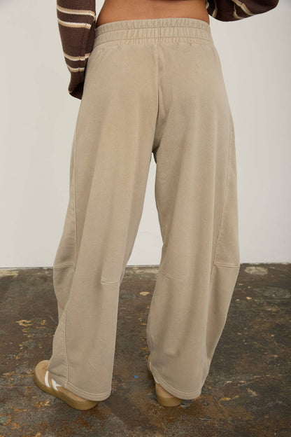Blu Pepper - SMOCKED WAIST DRAWSTRING BARREL LEG SWEATPANTS: VINTAGE BLUE