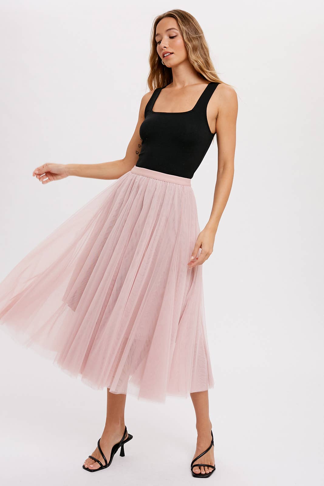 Bluivy - TULLE MIDI SKIRT: DUSTY PINK / M