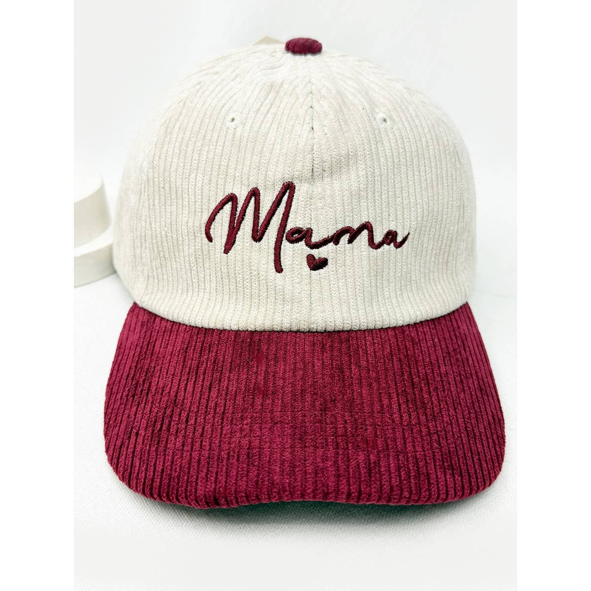 Love and Repeat - MAMA Embroidered Two Tone Corduroy Baseball Cap: BROWN / ONE(6)