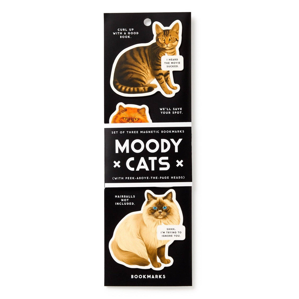 Chronicle Books - Brass Monkey Moody Cats Magnetic Bookmark Set