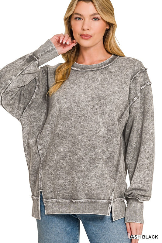 Halo Washed terry Exposed-seam Sweatshirt