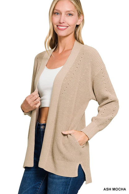 EYELET OPEN CARDIGAN SWEATER (2 colors)