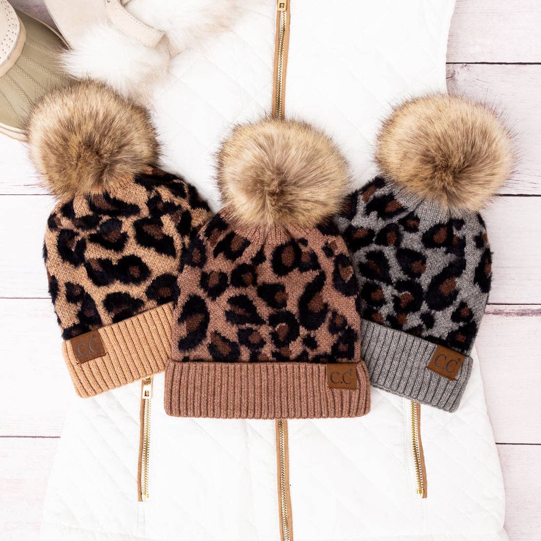 Aili's Corner - C.C® Leopard Beanie: Mocha