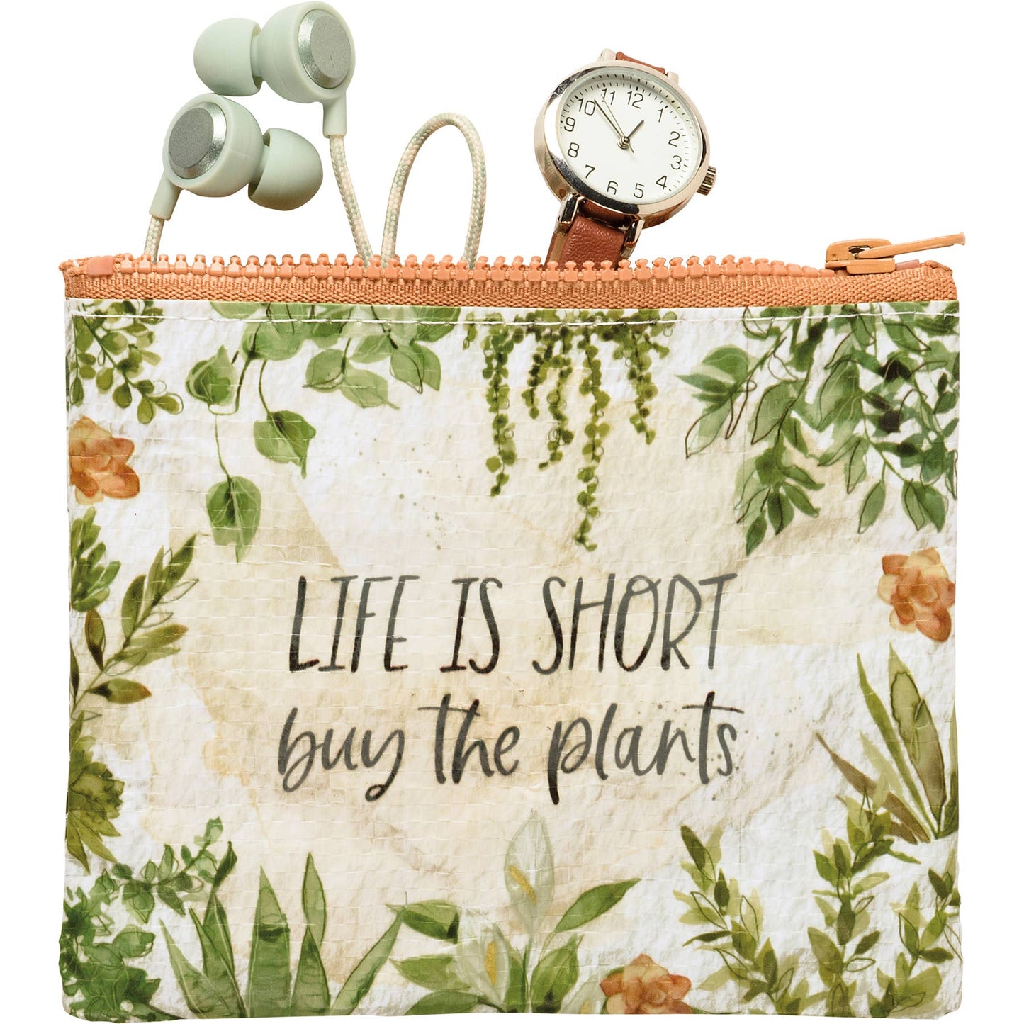 LIFE IS SHORT BUY THE PLANTS ZIPPER WALLET
