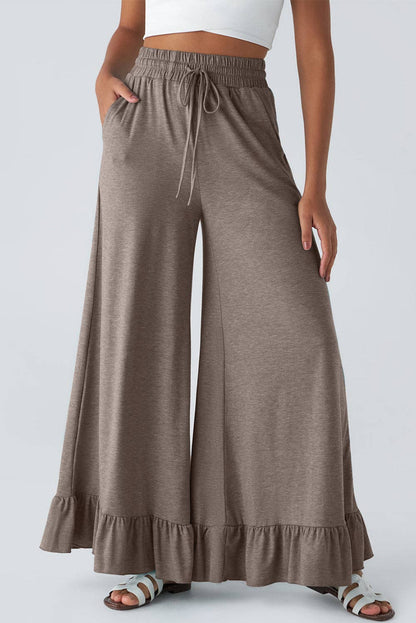 WIDE LEG PULL ON HIGH WAIST PANTS WITH POCKETS