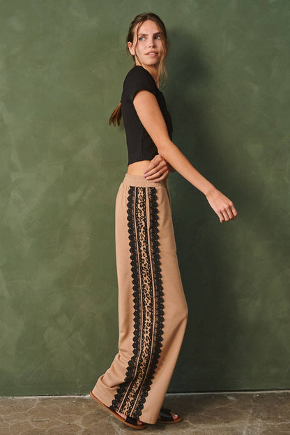 LACE SIDE-STRIPE SWEATPANTS