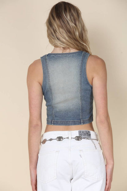 DENIM VINTAGE MUD WASHED VEST