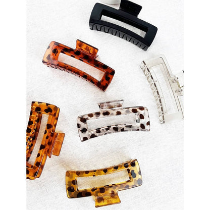 Love and Repeat - Leopard Mixed Pattern Rectangle Cut out Hair Claw: MIX COLOR / ONE(12)