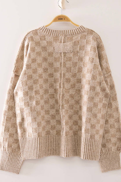 Checkerboard Knit Sweater