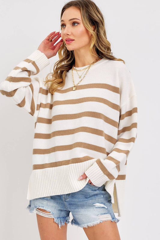 PULLOVER STRIPED OVERSIZE KNIT SWEATER