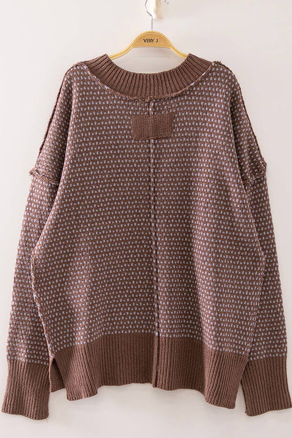 Contrast Stitch Reversible V-Neck Sweater