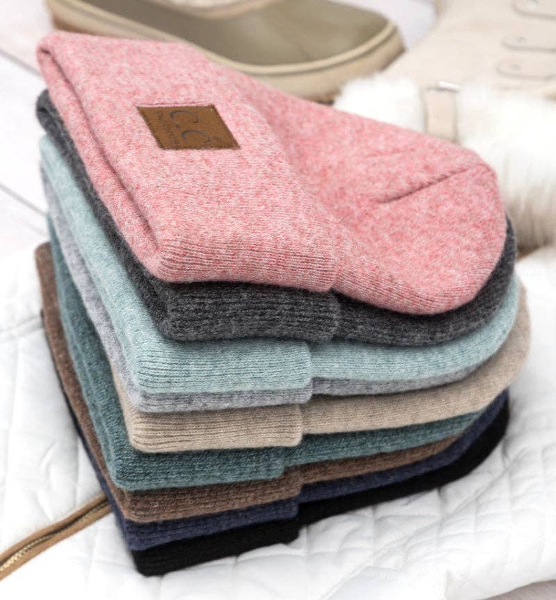 Aili's Corner - C.C® Heathered Boyfriend Beanie: Heather Cacao