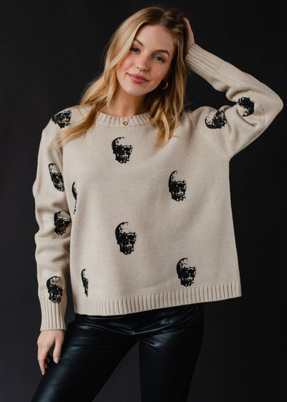 TAN SKULL SWEATER