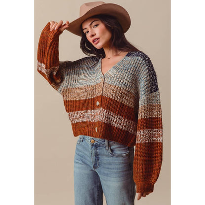 MULTI COLOR STRIPE SWEATER CARDIGAN