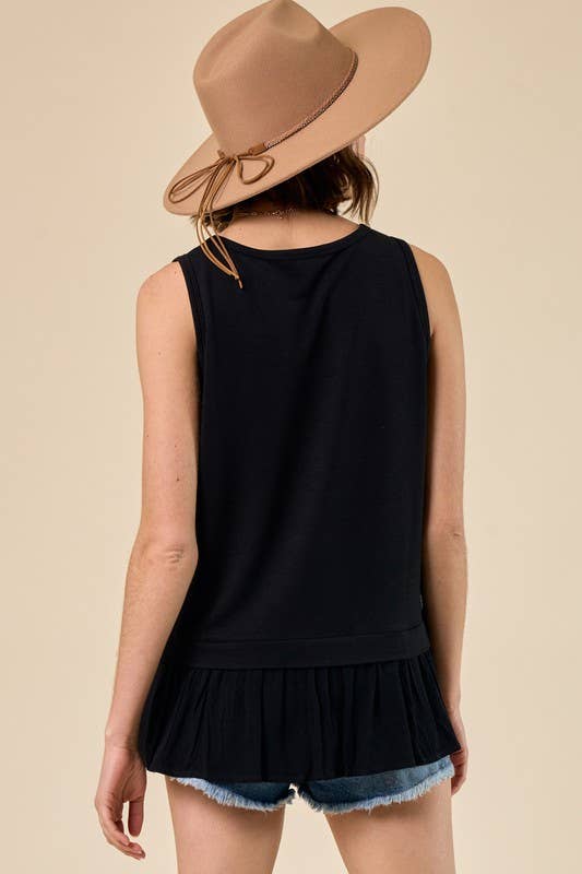 BLACK TWIST FRONT BURN OUT TOP