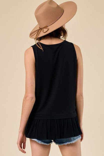 BLACK TWIST FRONT BURN OUT TOP
