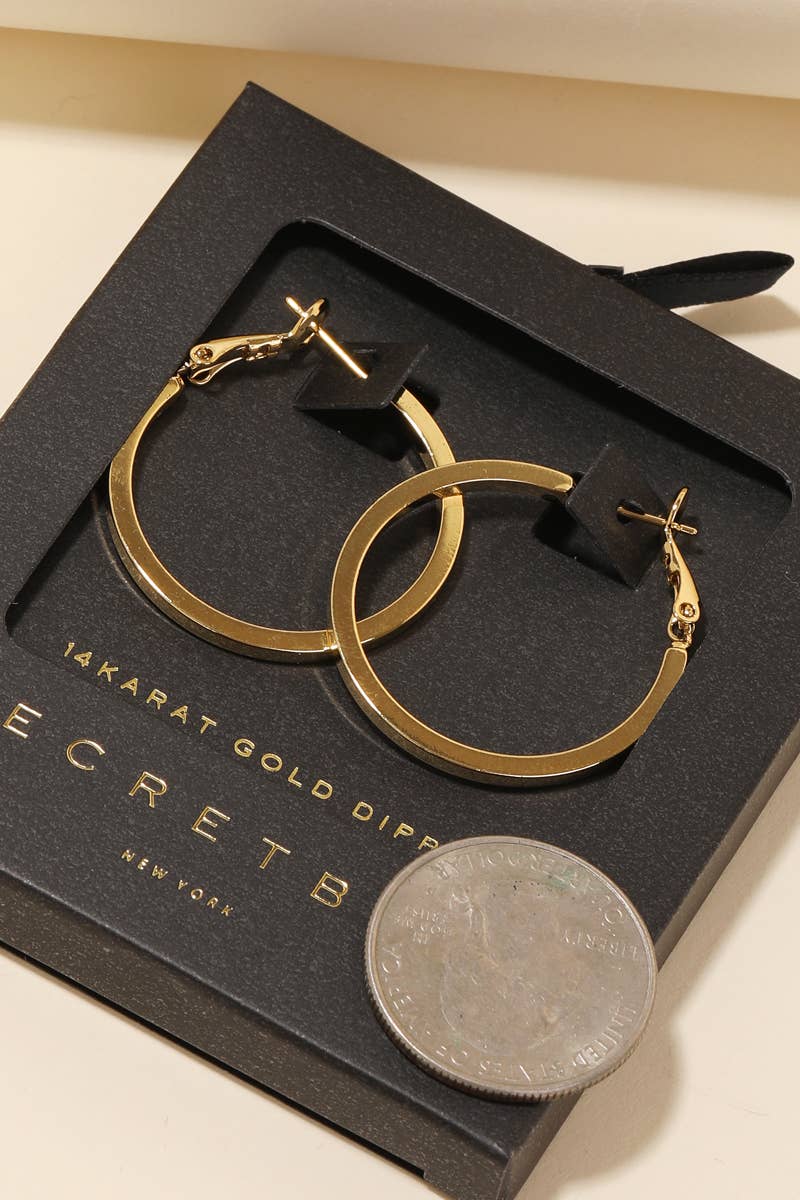 Secret Box Flat Sided Hoop Earrings: GD