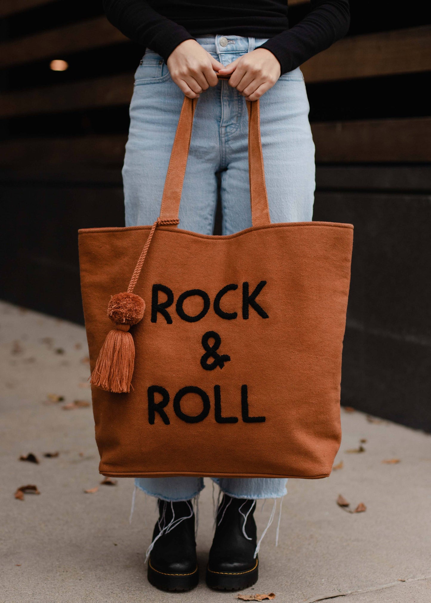 CARAMEL ROCK + ROLL TOTE