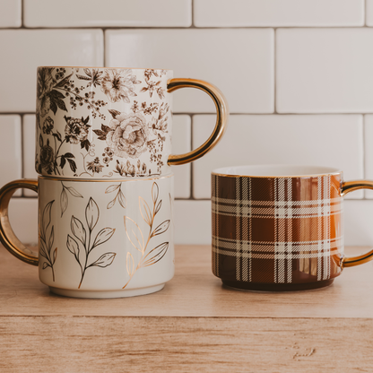 BROWN PLAID COFFEE MUG