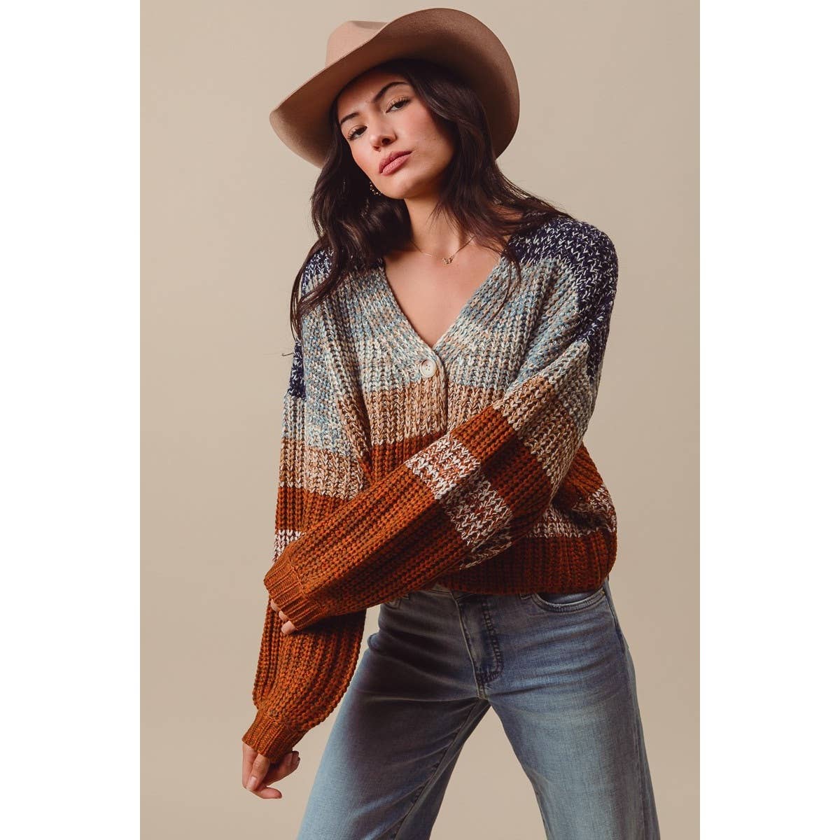 MULTI COLOR STRIPE SWEATER CARDIGAN