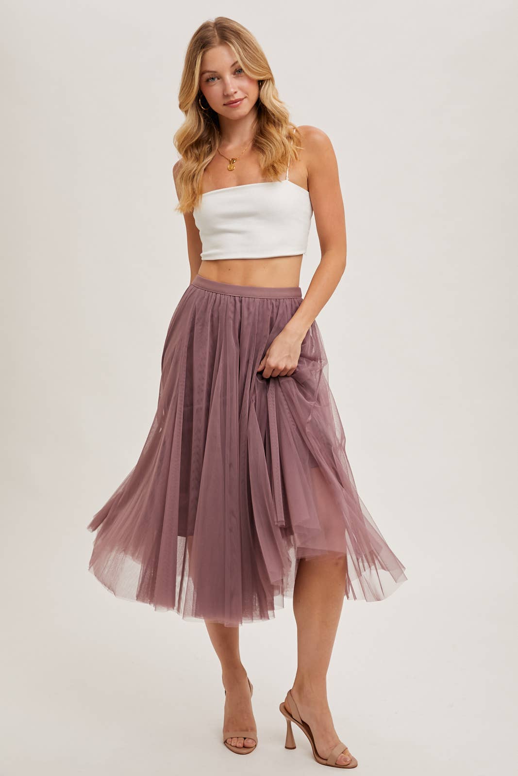 Bluivy - TULLE MIDI SKIRT: DUSTY PINK / L