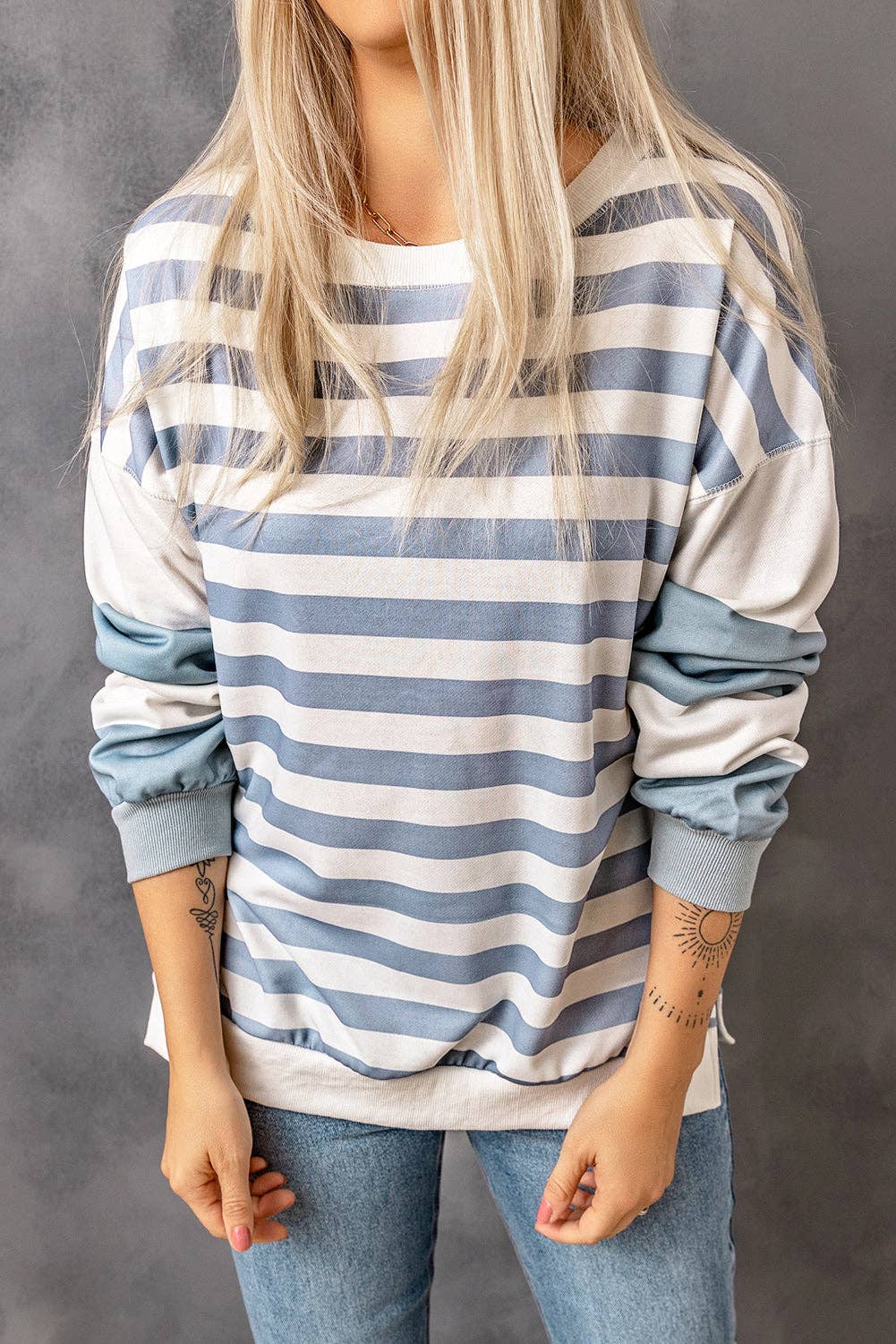 STRIPE DROP SHOULDER PULLOVER